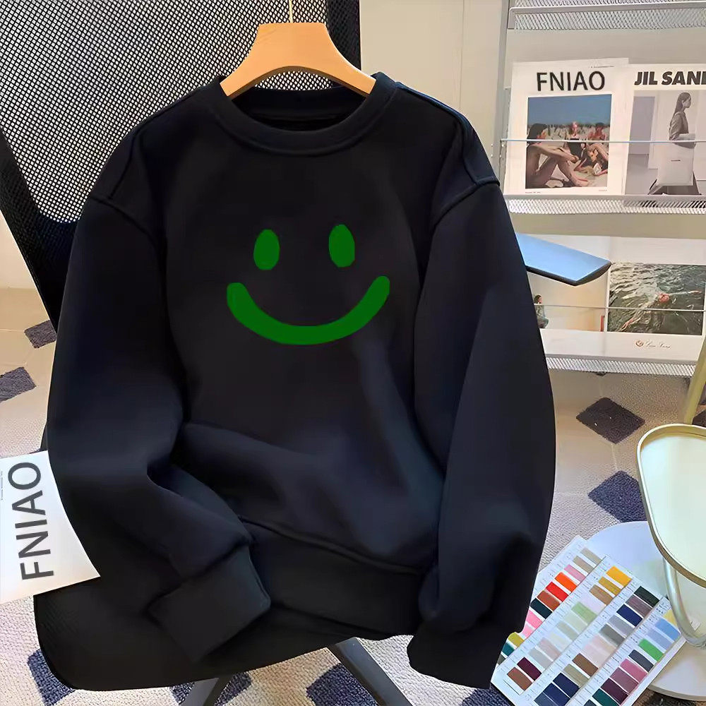 仓树一石潮牌轻奢高端圆领卫衣男士秋冬加绒加厚宽松纯棉长袖外套