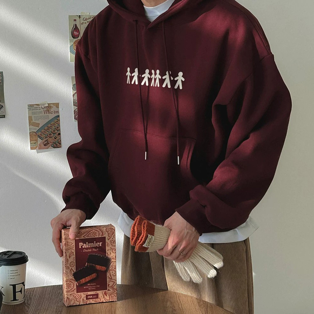 仓树一石人物印花连帽卫衣男士秋季新款潮牌情侣重磅宽松长袖外套