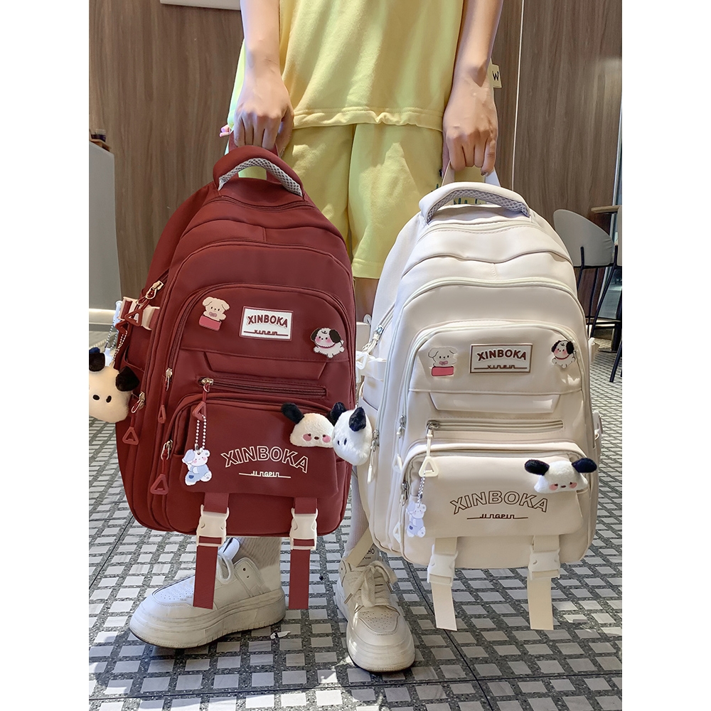 法国书包女生初中生高中小学生大容量字母大学生2025新款双肩背包