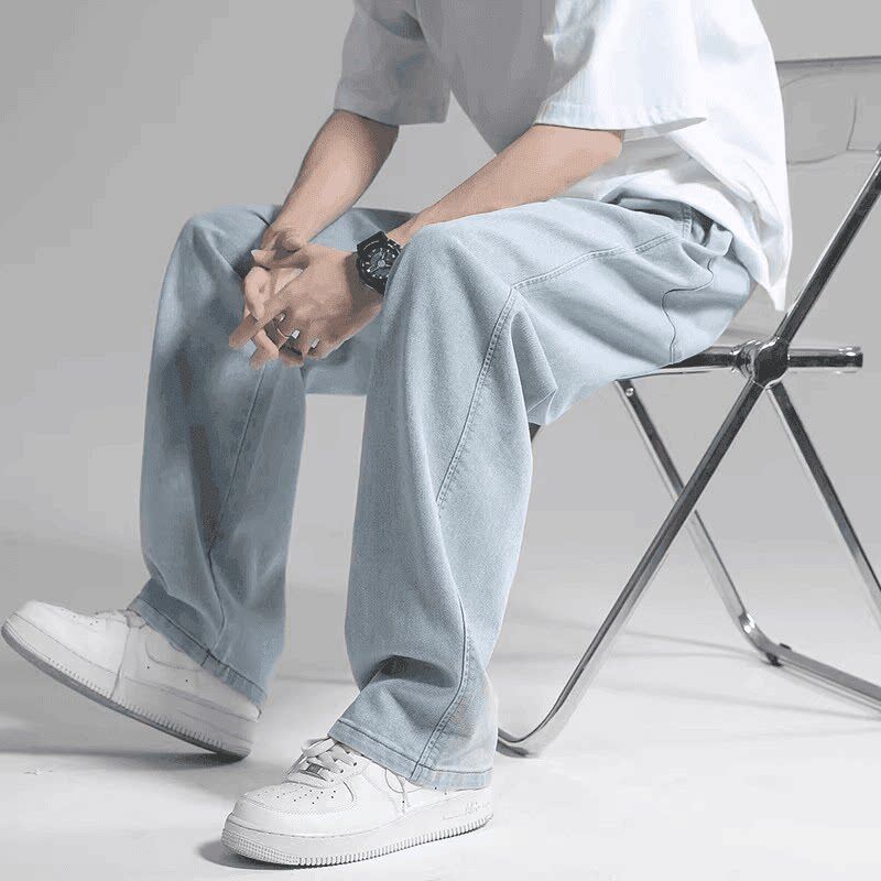 仓树一石美式潮牌牛仔裤男2026夏季季宽松直筒阔腿休闲垂感长裤子
