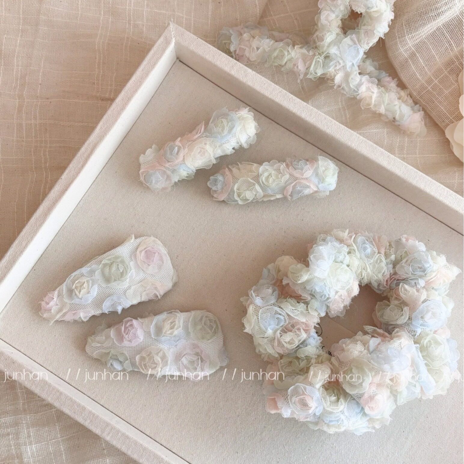 春日花开~花朵发夹大肠发圈头饰雪纺发卡bb夹后脑勺抓夹发抓发饰