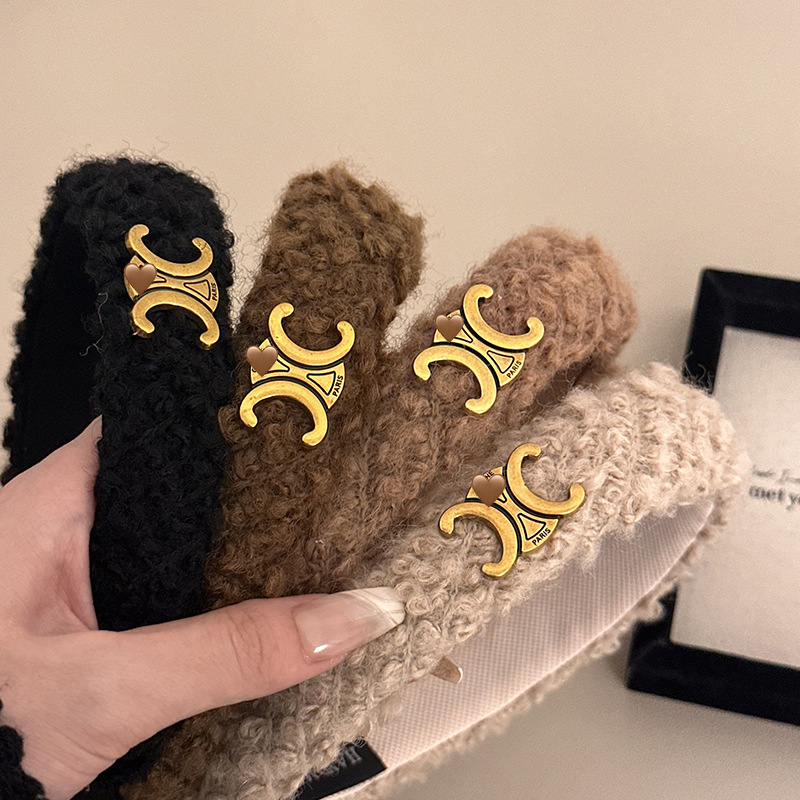 复古毛线针织字母发箍女网红甜美