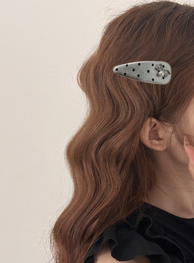 银色波点蝴蝶结2yk甜酷少女发夹珍珠发夹质感鸭嘴夹BB夹发饰刘海