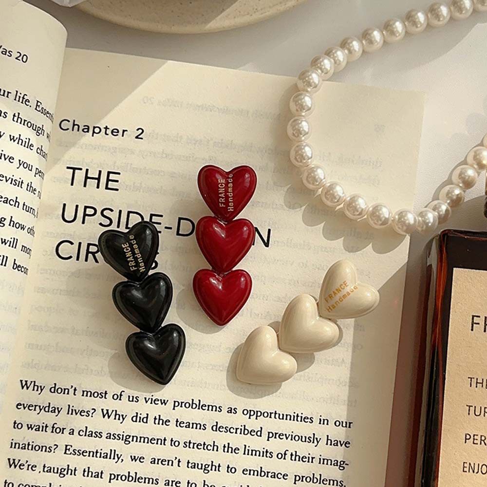 新年红色系三颗爱心发夹少女边夹刘海夹鸭嘴夹侧边夹子发饰品