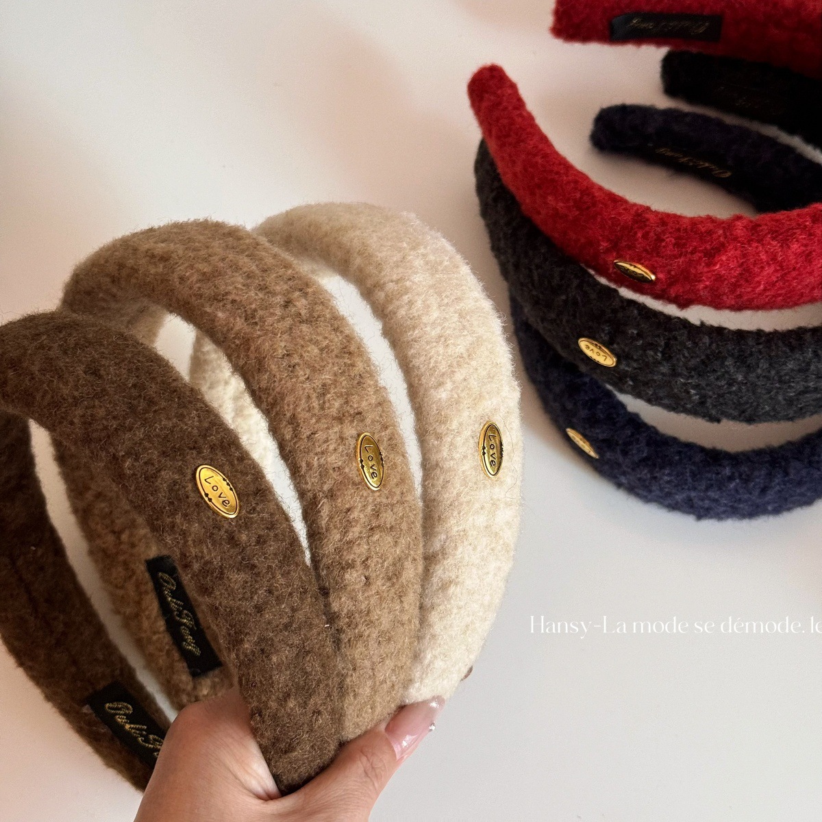 秋冬LOVE金标毛绒发箍女高颅顶时尚发带日常洗脸外戴头箍头饰发饰