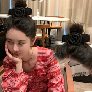 Mona张绮贤同款山茶花蝴蝶结发夹女夏季弹簧夹子头饰气质顶夹发饰