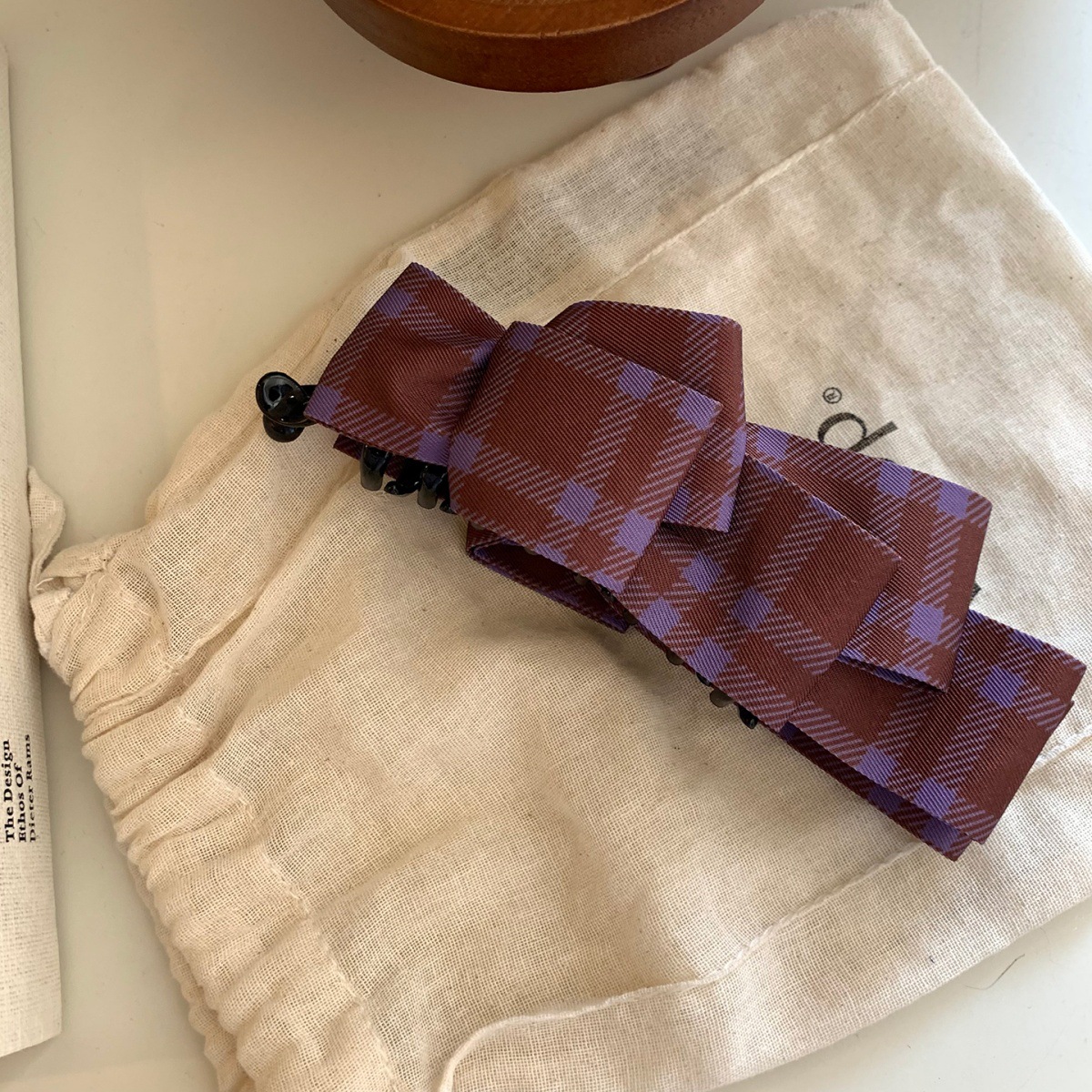 紫色可露丽格纹蝴蝶结香蕉夹