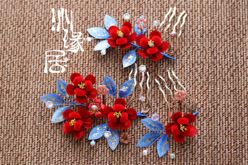 原创传统蚕丝非遗绒花汉服发簪