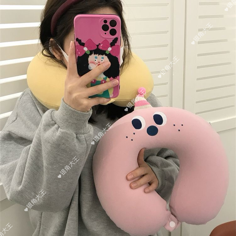 可爱卡通u型枕ins表情记忆棉可水洗办公室脖子靠枕回弹护颈枕午睡