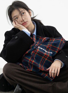 sannai nut 1.2晚8点上新格纹毛呢单肩斜跨两用包 33P027