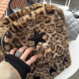 ROLLING MONEY25FW铆钉拉链可调节双色皮质双肩穿孔朋克街头书包