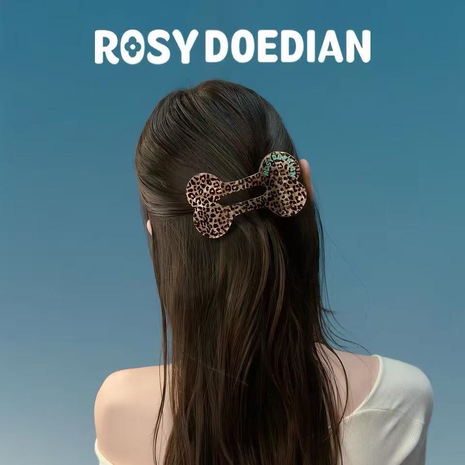 ROSYDOEDIAN撇起系列豹纹骨头抓夹 发夹女款后脑勺发抓中号大号