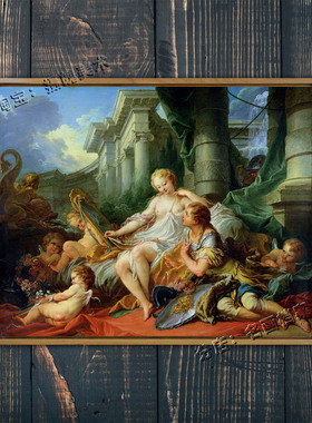 里纳尔多和阿米达 Rinaldo and Armida 布歇中世纪十字军爱情油画