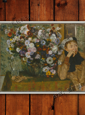 坐在瓶花旁的女子 Woman Seated beside Vase of Flowers德加油画