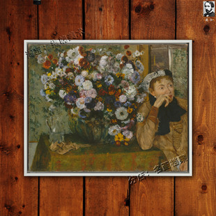 坐在瓶花旁的女子 Woman Seated beside Vase of Flowers德加油画