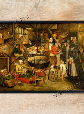 参访农民 Visit to the Peasants 勃鲁盖尔名画 荷兰尼德兰乡村画