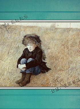 远方 Faraway(Drybrush) 美国当代画家安德鲁怀斯绘画 水彩画男孩