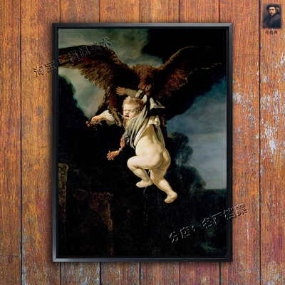 甘尼美德被劫 The Abduction of Ganymede 美男子油挂画 神鹰装饰