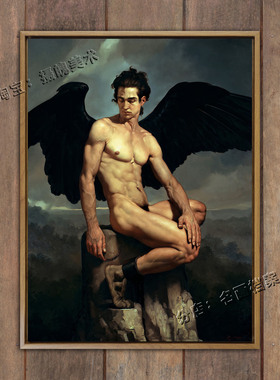 路西法 堕落天使撒旦油画装饰挂画末日审判世界名画《Lucifer》