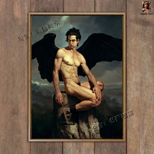 路西法 堕落天使撒旦油画装饰挂画末日审判世界名画《Lucifer》