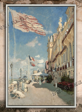 理诺士酒店 Noires 特鲁维尔 莫奈装饰画 街景油画 印象街道挂画