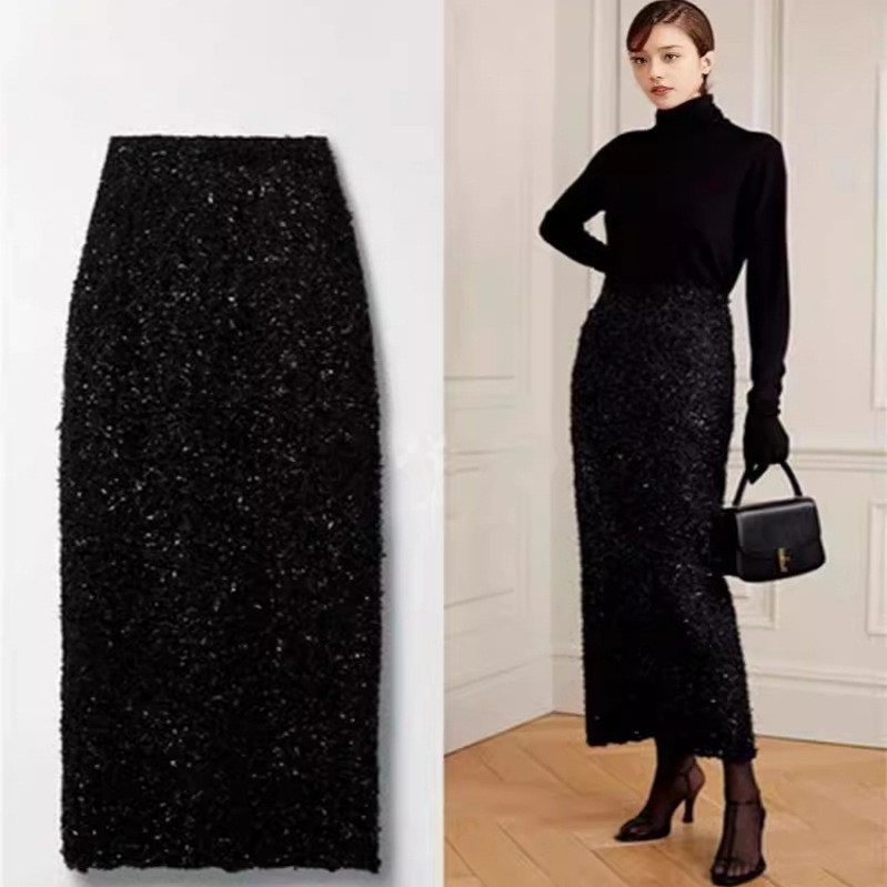 羊毛圈圈花呢半身裙设计小众半裙