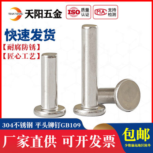 304不锈钢GB109平头实心铆钉