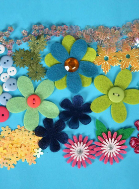 儿童手工DIY剪贴本贺卡配件花朵贴随意贴装饰创意动手玩具YX00086