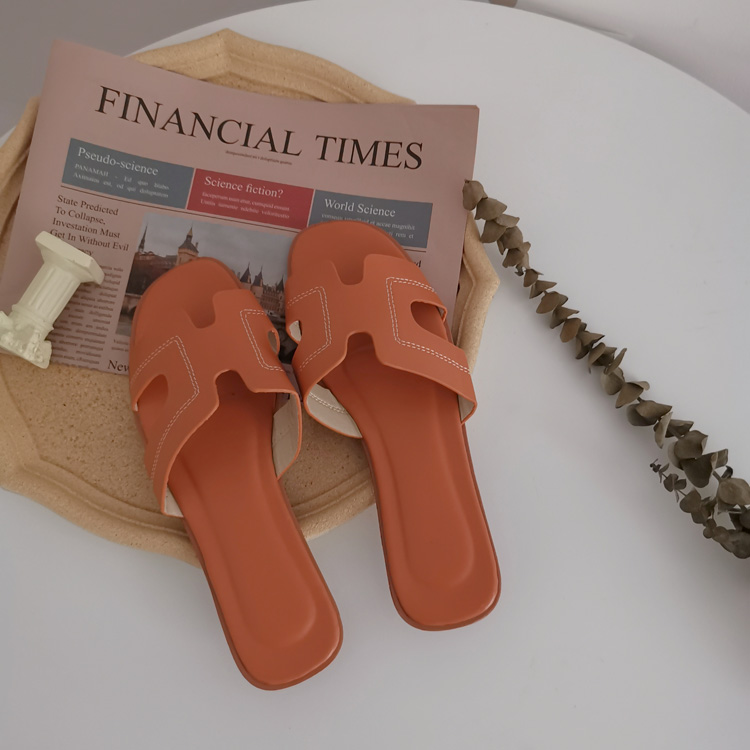 Real shooting and real price summer retro students wear low heel leisure beach flip flops and women's H-shaped slippers
