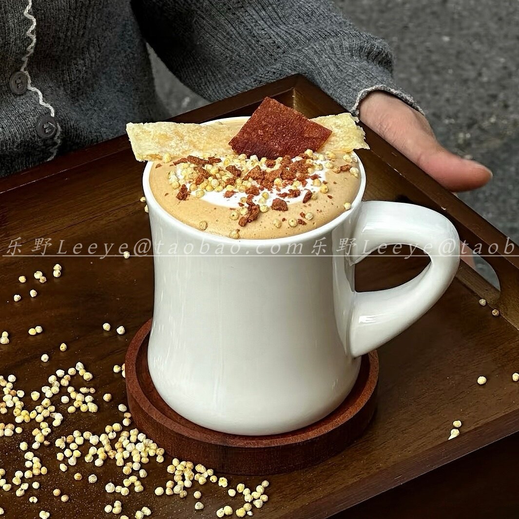 复古纯白色陶瓷马克杯喝水杯泡茶牛奶饮料杯美式咖啡杯可定制LOGO