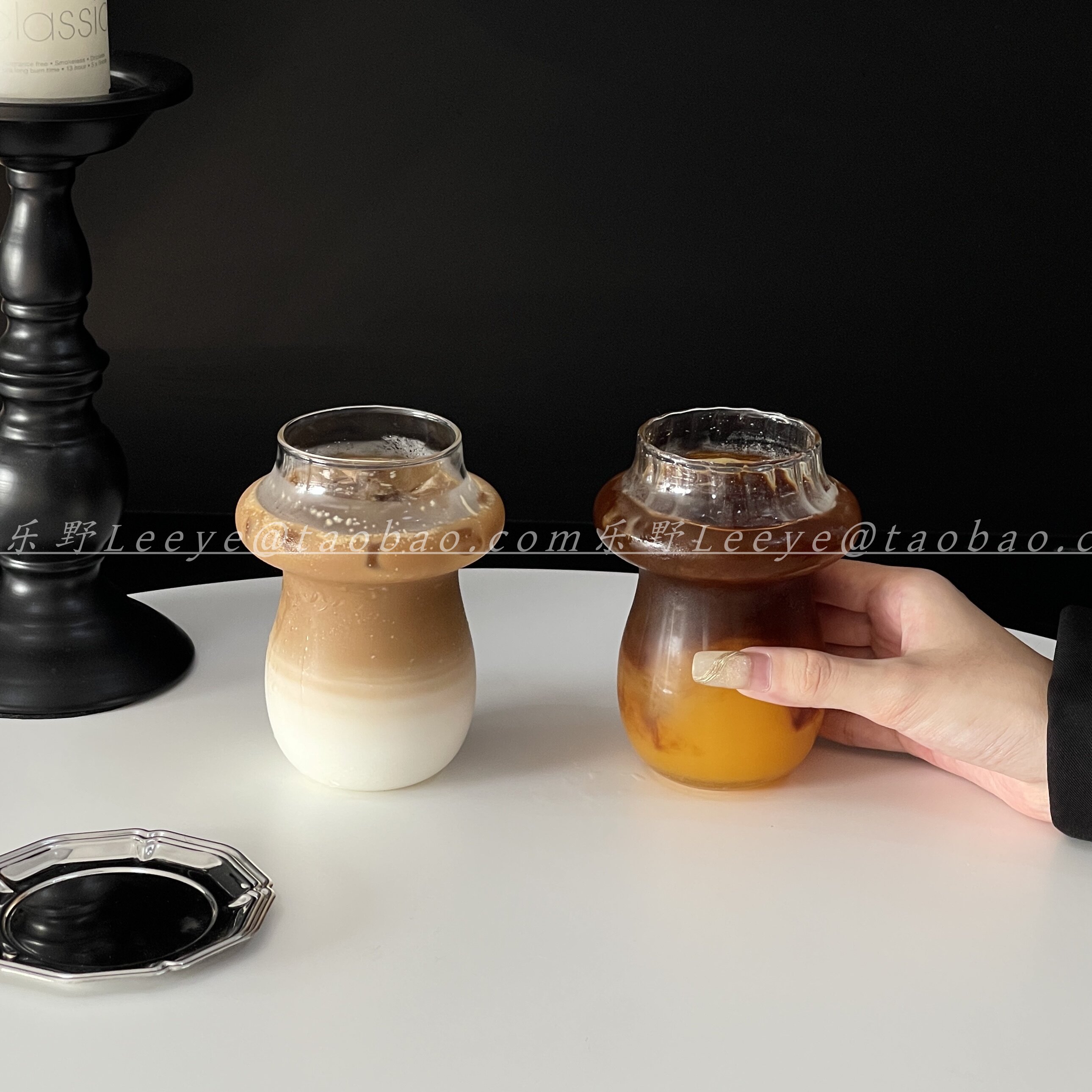 设计感蘑菇玻璃咖啡杯耐热水杯
