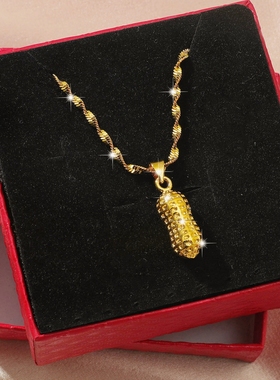 镀24K仿真黄金色花生水波项链女