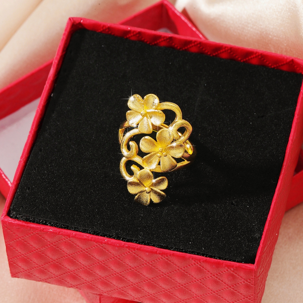 潇甜轻奢沙金饰品繁花似锦戒指女