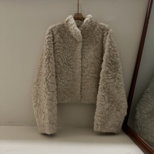 宽松休闲百搭翻领皮毛一体外套 新款 2025韩系设计款 lLOVEBunny冬季