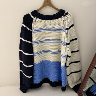 2025韩系设计款秋季新款韩版宽松休闲百搭圆领针织衫女款