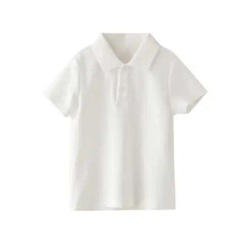 儿童蓝色短袖T恤中小学生校服男童女童POLO衫男孩白色表演服