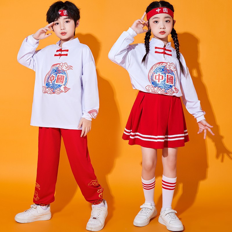 六一儿童啦啦队演出服中国风小学生运动会表演幼儿园合唱服舞蹈服