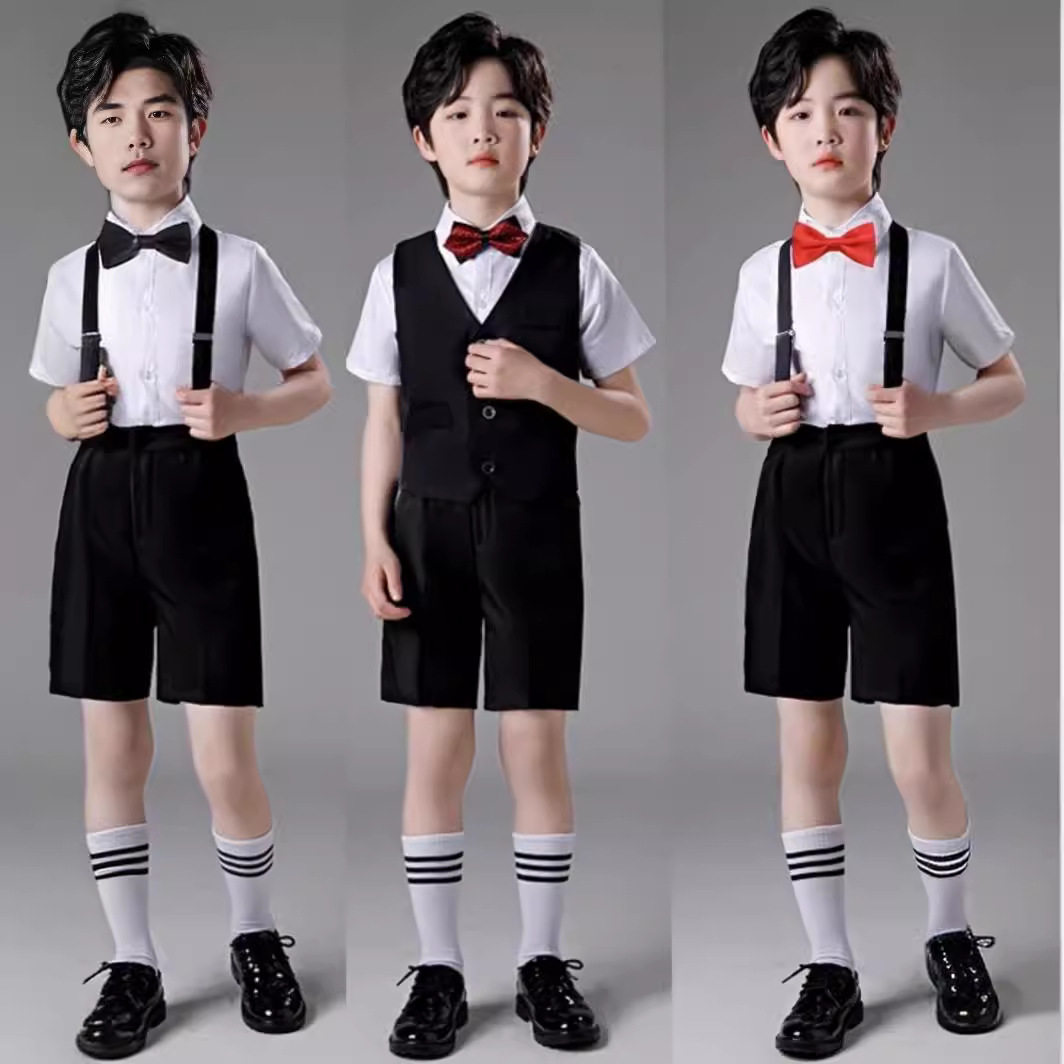 儿童礼服套装西服花童背带裤幼儿园毕业合唱演出服朗诵钢琴表演服