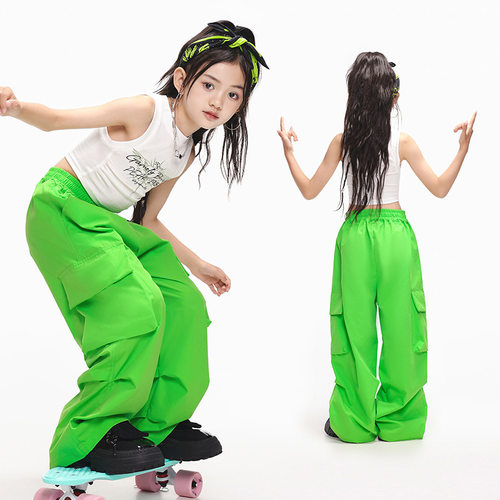 街舞儿童潮服爵士舞表演服装女童走秀演出服少儿hiphop嘻哈套装夏