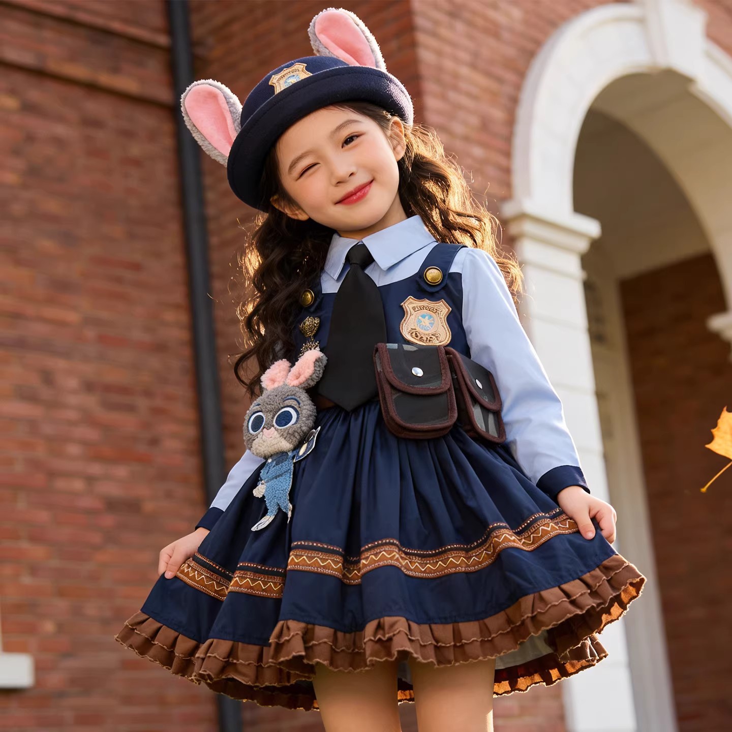兔子警官cos衣服春秋装裙新款表演服女童生日连衣裙儿童洛丽塔裙