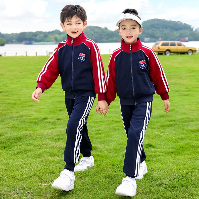 红色班服小学生校服春秋装三件套儿童运动服套装英伦风幼儿园园服