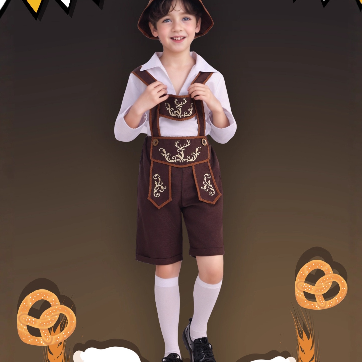儿童慕尼黑巴伐利亚啤酒节男孩套装服饰万圣节派对表演服服装