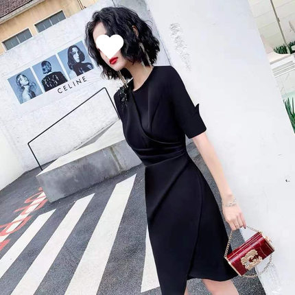 宴会小个子晚礼服裙女气质高端平时可穿连衣裙主持人黑色轻奢