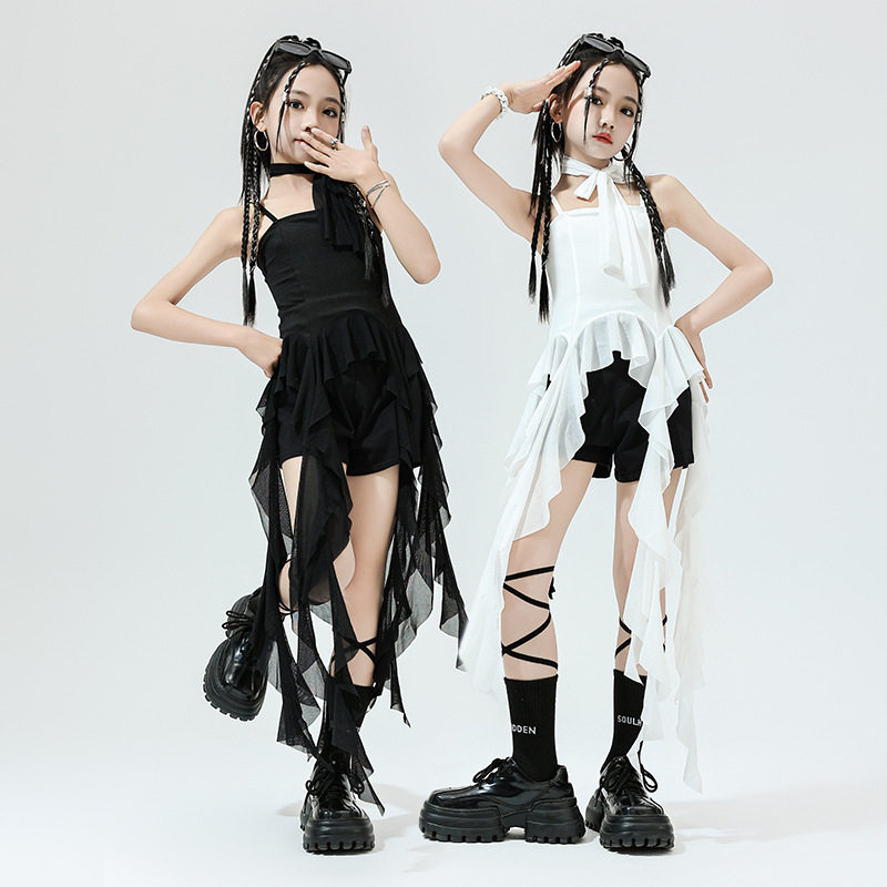 儿童街舞潮服演出服hiphop童装夏季爵士舞女童服装女孩套装表演服