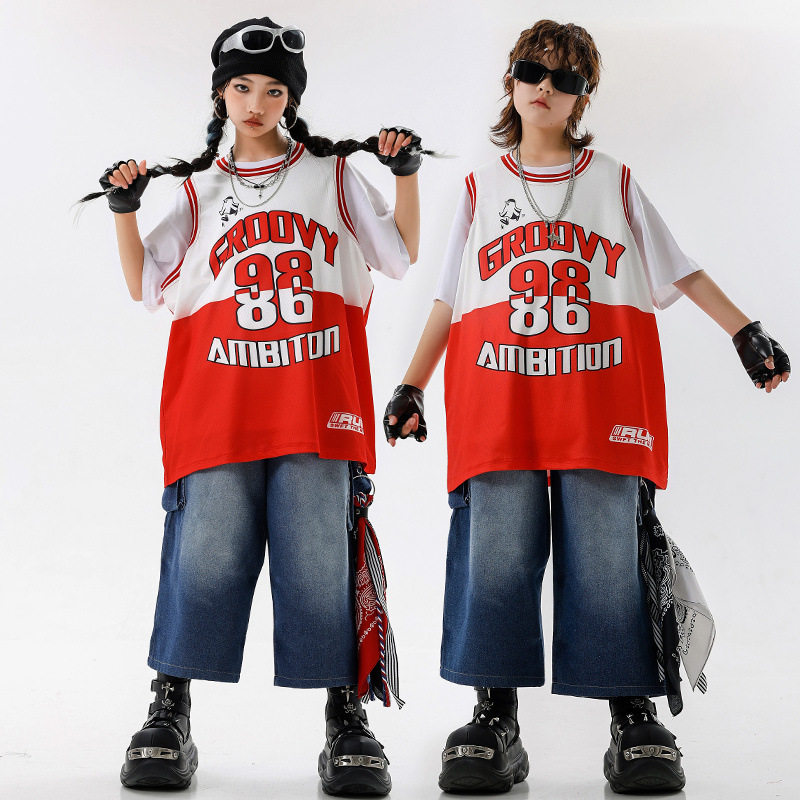 街舞儿童潮服男童嘻哈宽松演出服篮球服套装hiphop女童酷帅表演服