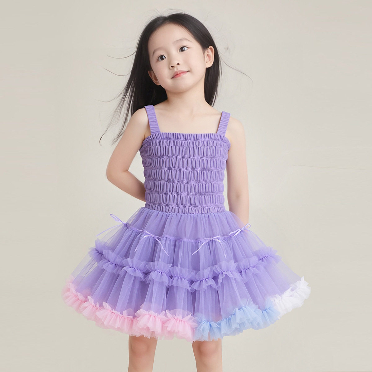 tutu裙女童连衣裙网纱儿童蛋糕蓬蓬裙女童公主六表演服彩色连衣裙