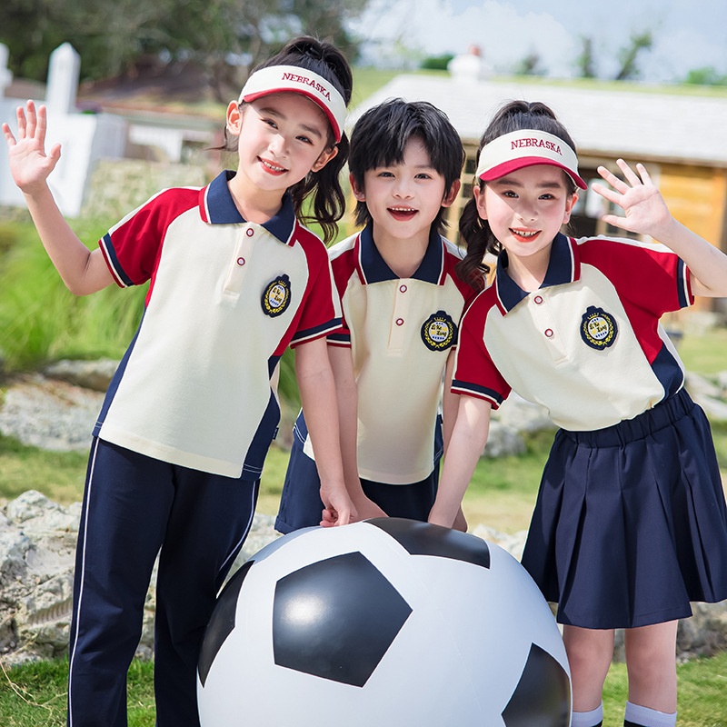 小学生校服夏款短袖套装六一儿童节班服运动会三件套幼儿园园服棉