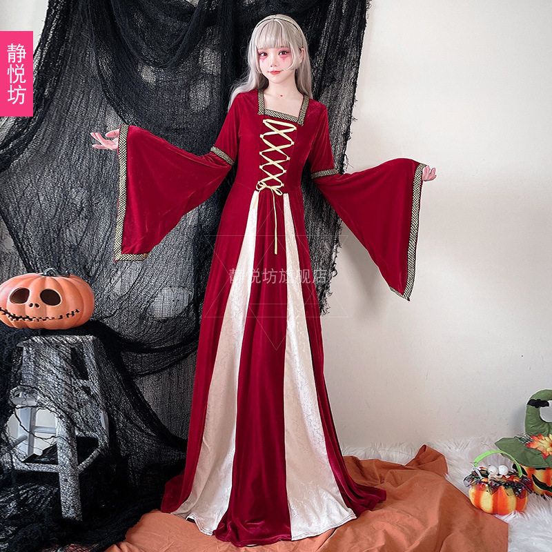 万圣节服装宫廷长裙欧洲复古中世纪服女王公主巫婆僵尸舞台演出服
