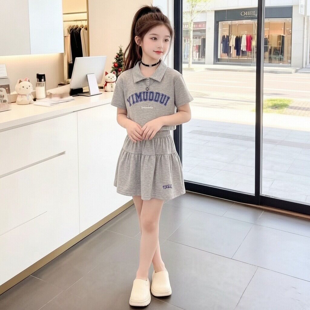 女童衬衫套装夏季新款小学生校服班服中大儿童学院风表演服毕业照