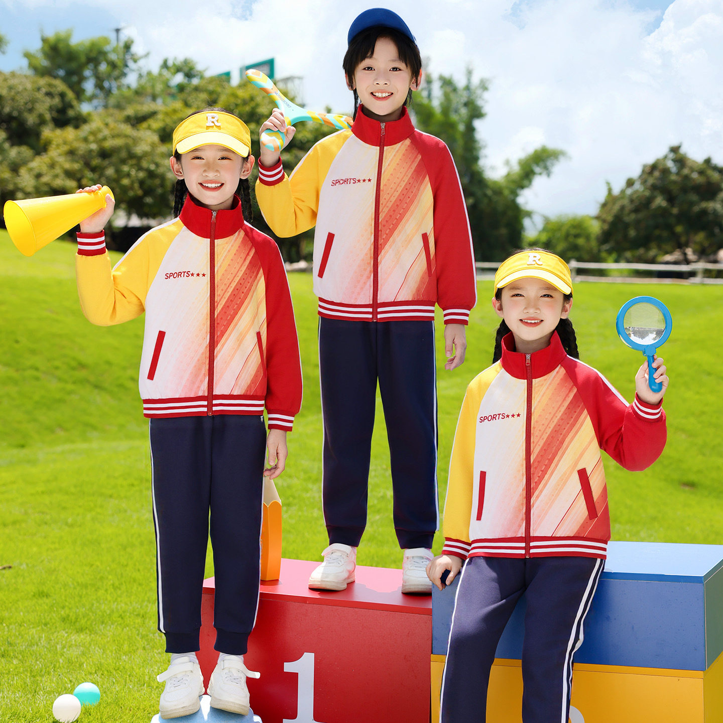 校服中小学生班服幼儿园园服春秋款儿童装套装三件套新款定制纯棉